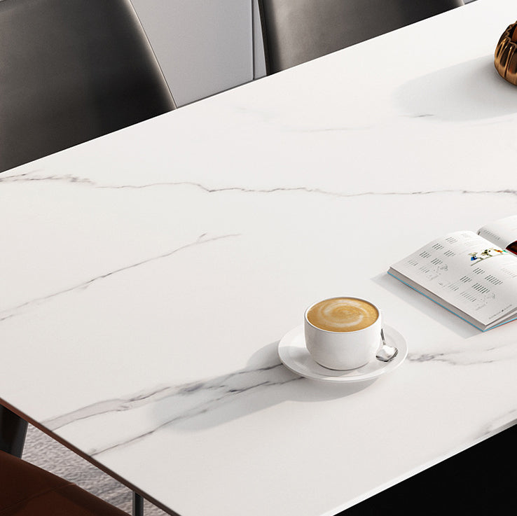 Minimalist Dining Table Set with Sintered Stone Dining Table and Upholstered Chairs