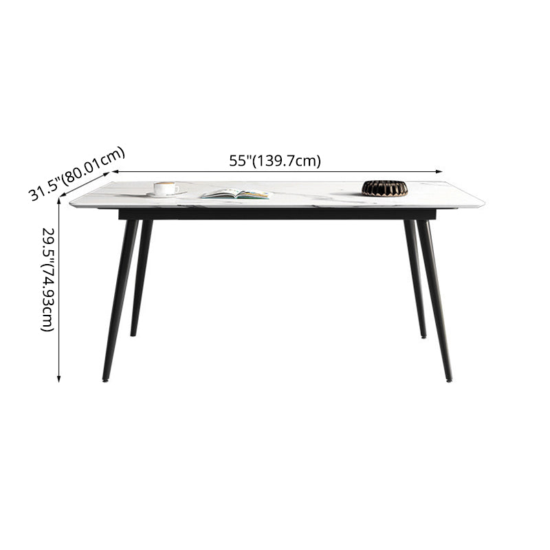 Minimalist Dining Table Set with Sintered Stone Dining Table and Upholstered Chairs
