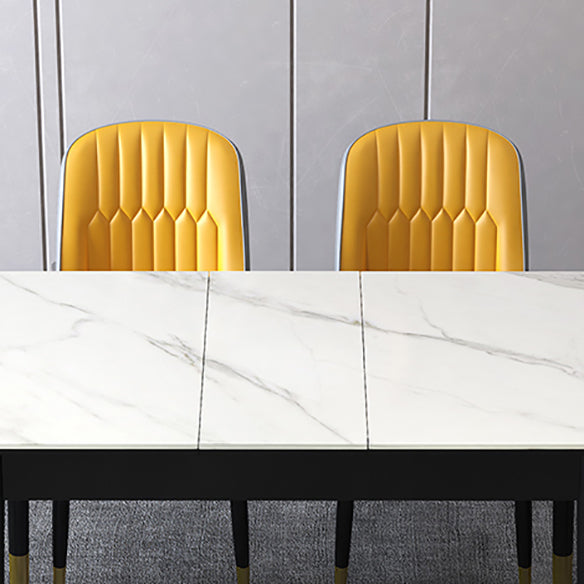 Contemporary Sintered Stone Top Extendable Dining Set Rectangle Kitchen Dining Set with 4 Legs Table