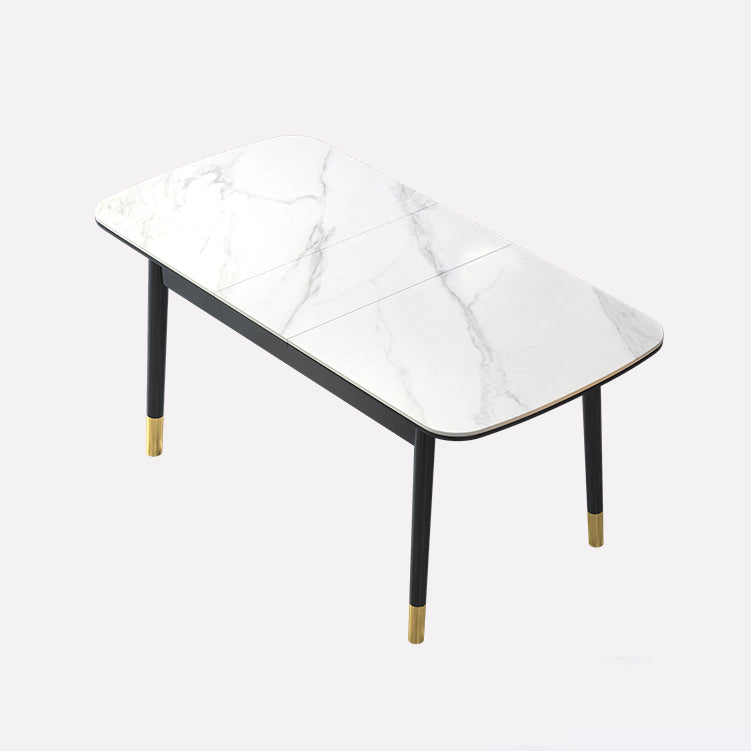 Contemporary Sintered Stone Top Extendable Dining Set Rectangle Kitchen Dining Set with 4 Legs Table