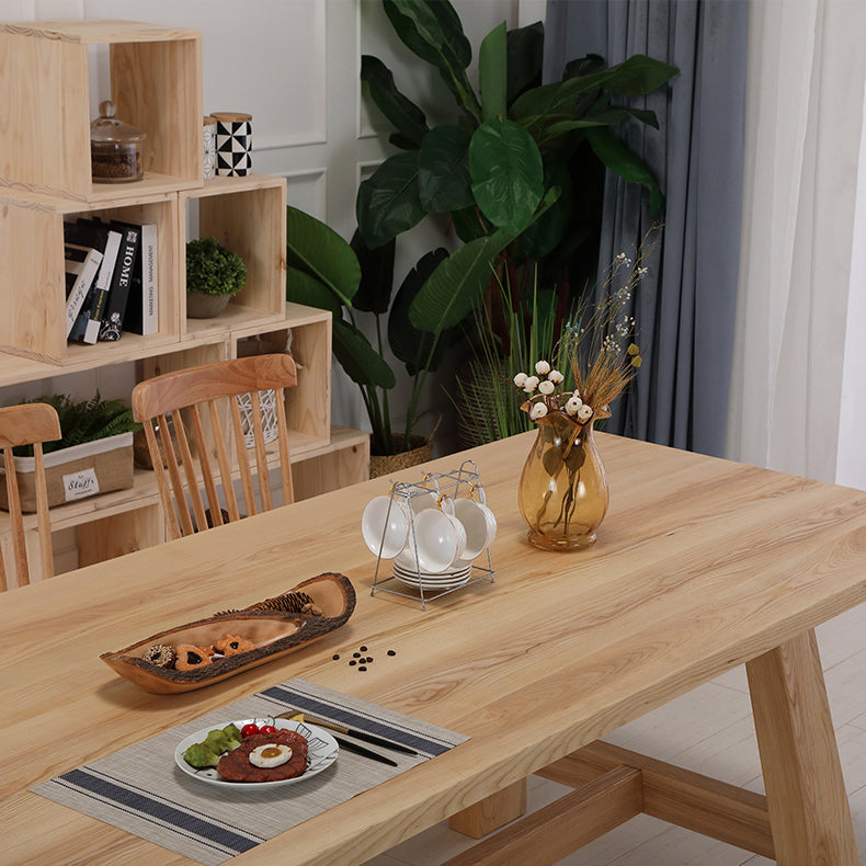 Contemporary Solid Wood Top Dining Table Sets with Trestle Base Dining Furniture for Home