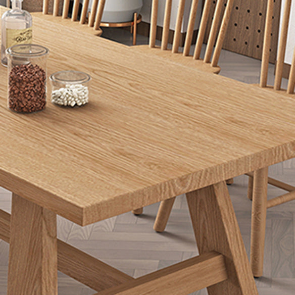 Contemporary Solid Wood Top Dining Table Sets with Trestle Base Dining Furniture for Home