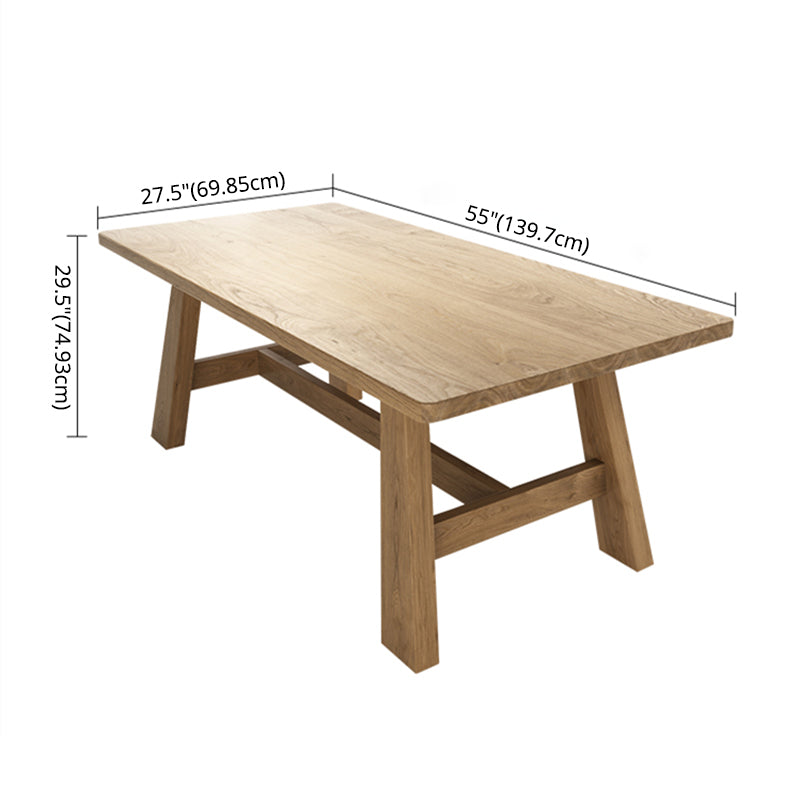 Contemporary Solid Wood Top Dining Table Sets with Trestle Base Dining Furniture for Home