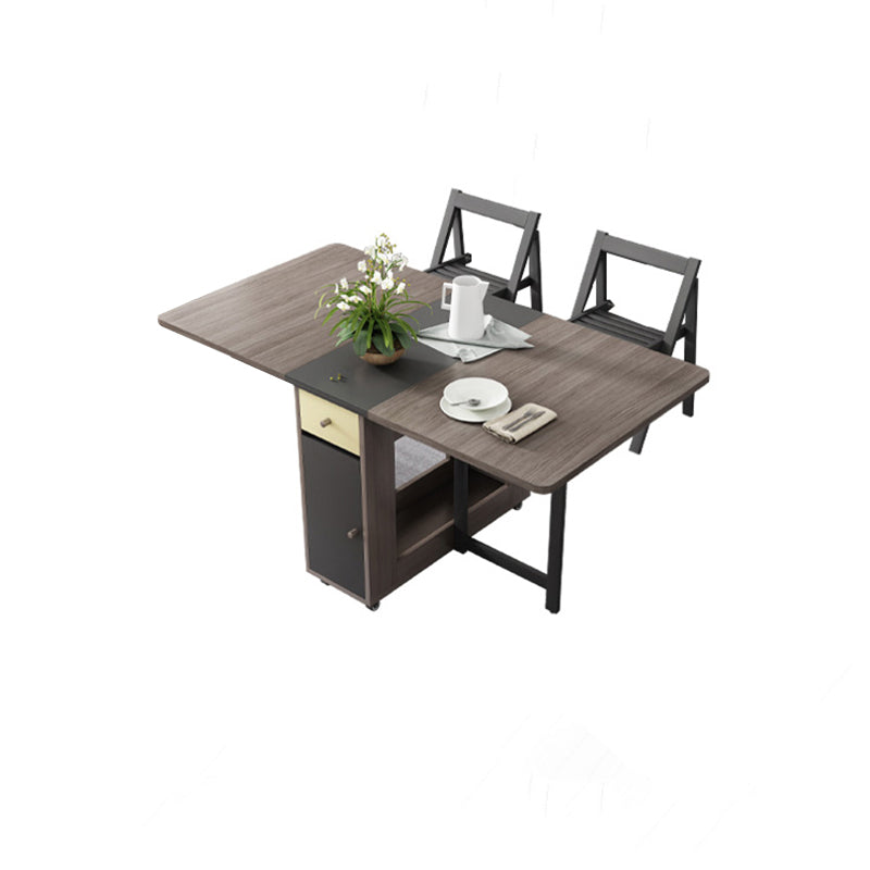 Modern Style Traditional Height Dining Set with with Drop Leaf Table and Trestle Base