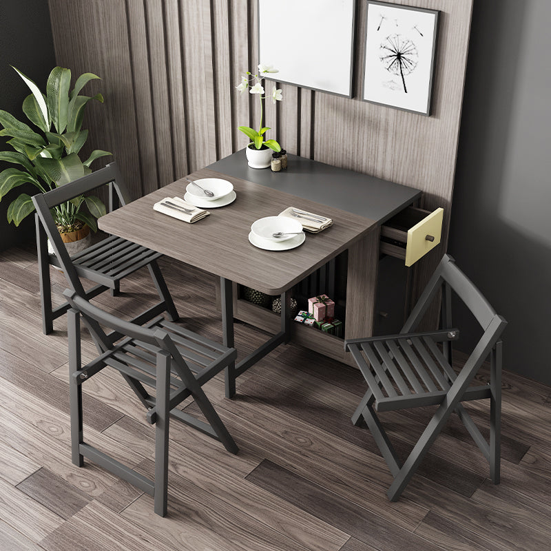 Modern Style Traditional Height Dining Set with with Drop Leaf Table and Trestle Base