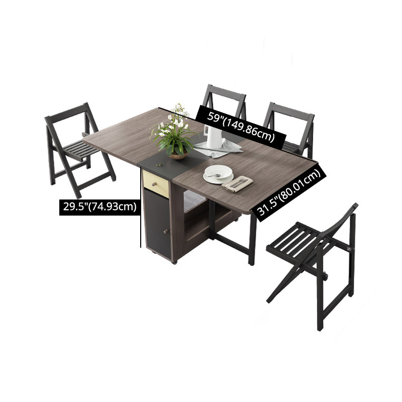 Modern Style Traditional Height Dining Set with with Drop Leaf Table and Trestle Base
