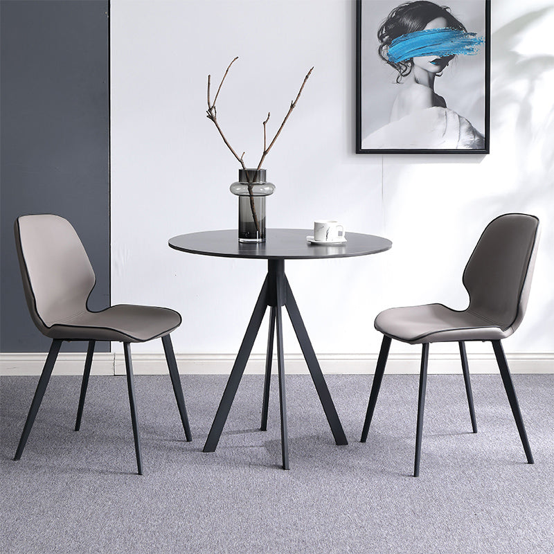 Modern Style Sintered Stone Dining Room Set Black Round Table Formal Dining Table Furniture