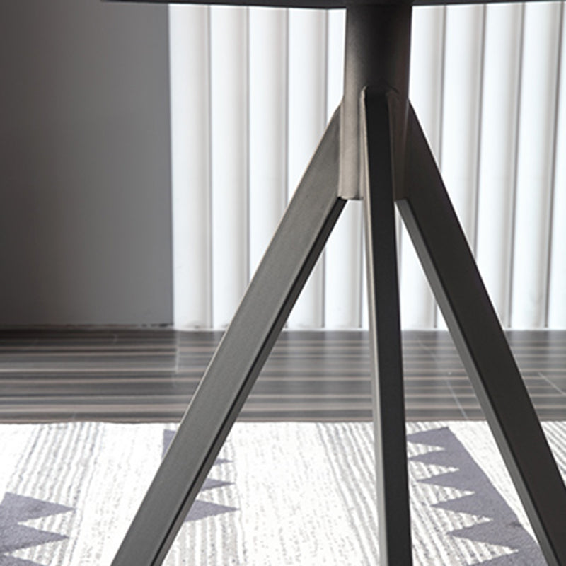 Modern Style Sintered Stone Dining Room Set Black Round Formal Dining Table Furniture