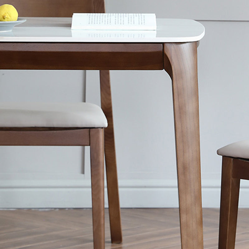 Contemporary Sintered Stone Standard Dining Set Rectangle Shape White Dining Set with 4 Legs Table