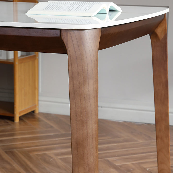 Contemporary Sintered Stone Standard Dining Set Rectangle Shape White Dining Set with 4 Legs Table