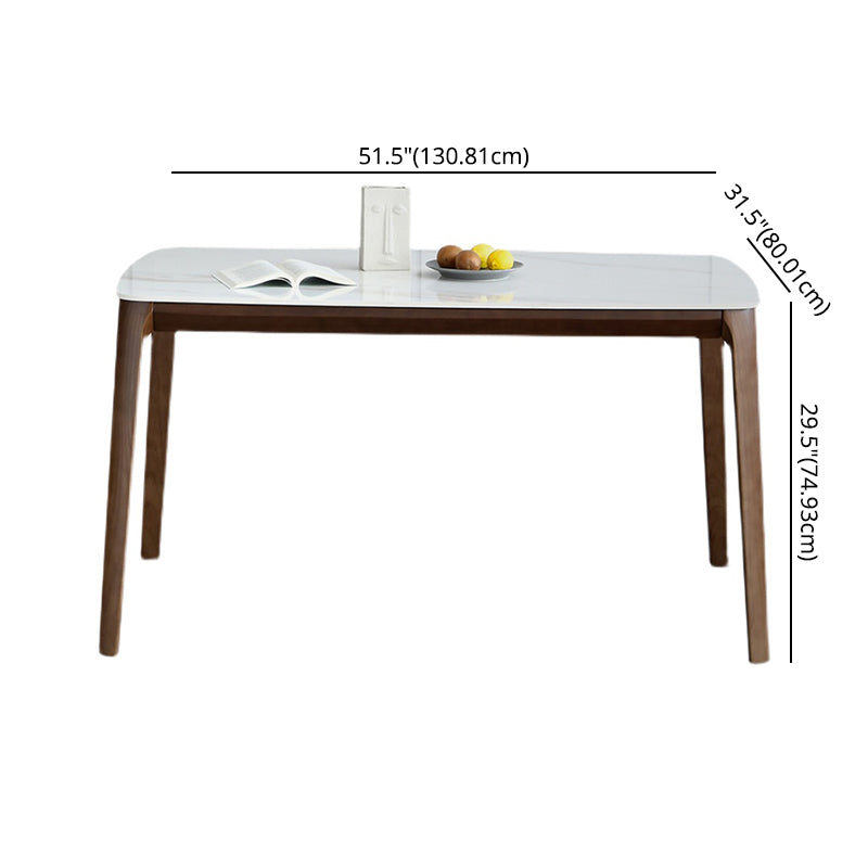 Contemporary Sintered Stone Standard Dining Set Rectangle Shape White Dining Set with 4 Legs Table