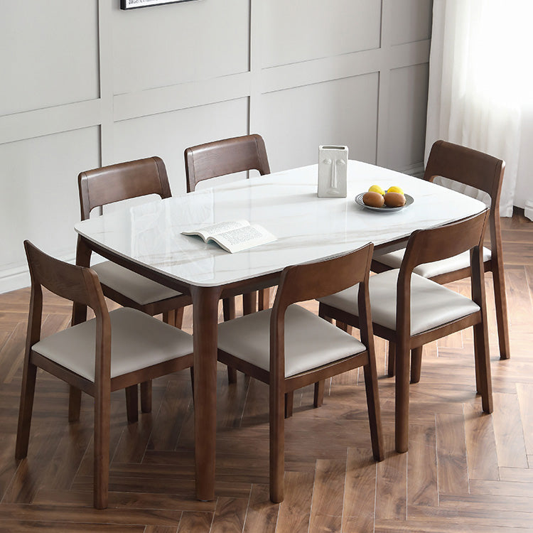 Contemporary Sintered Stone Standard Dining Set Rectangle Shape White Dining Set with 4 Legs Table