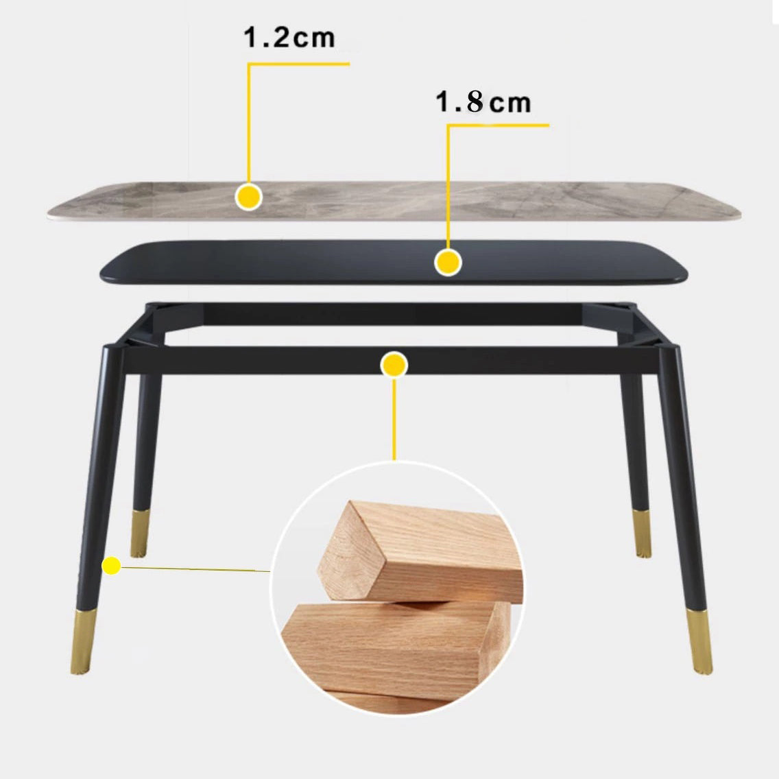 Contemporary Dining Table Set with Sintered Stone Dining Table and Cushioned Chairs