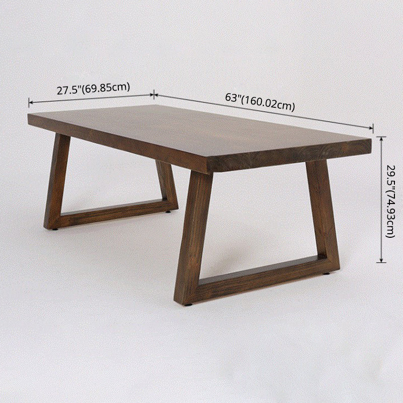 Contemporary Solid Wood Dining Table Set Rectangle Shape Standard Dining Set in Brown