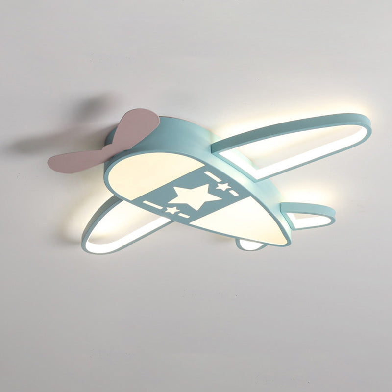 Propeller Plane plafondlamp van metaal en acryl voor kinderkamer
