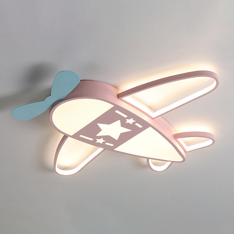 Propeller Plane plafondlamp van metaal en acryl voor kinderkamer