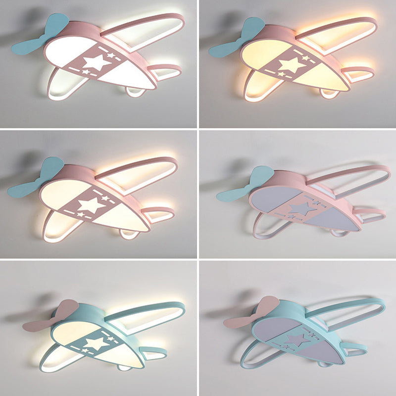 Propeller Plane plafondlamp van metaal en acryl voor kinderkamer