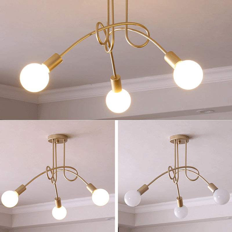 Lustre métallique industriel à montage Semi-encastré, ampoule nue, montage au plafond, pour chambre à coucher