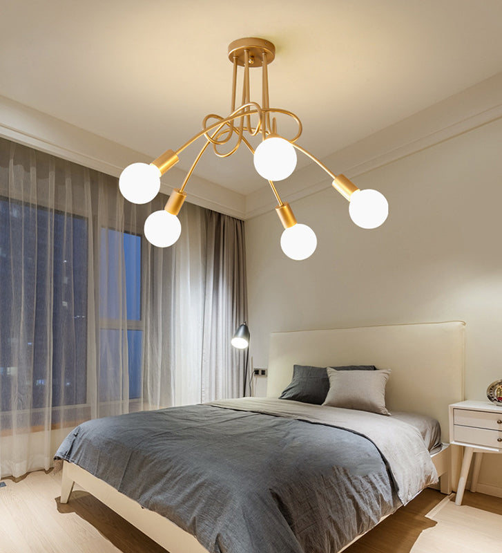 Lustre métallique industriel à montage Semi-encastré, ampoule nue, montage au plafond, pour chambre à coucher