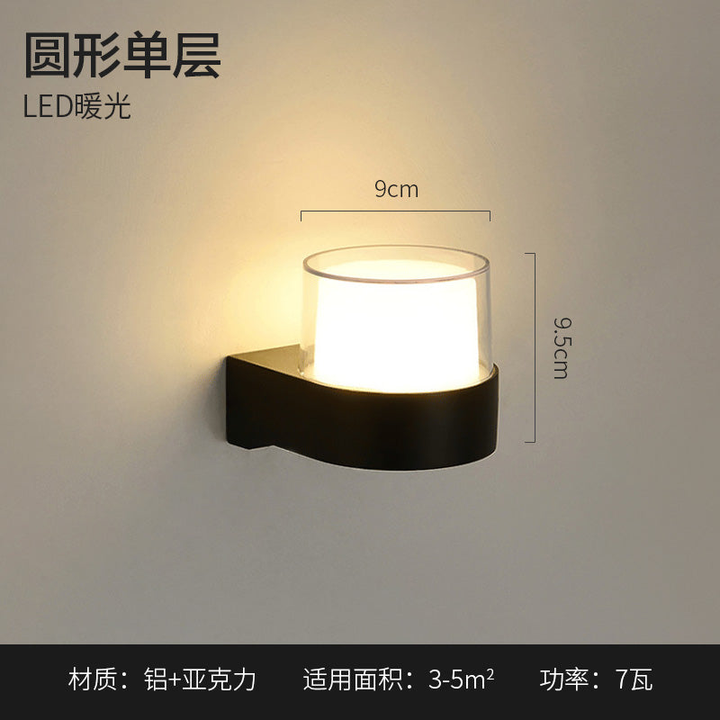 Minimalist Waterproof Outdoor Light Fixture Warm Wall Lighting Fixtures in Black