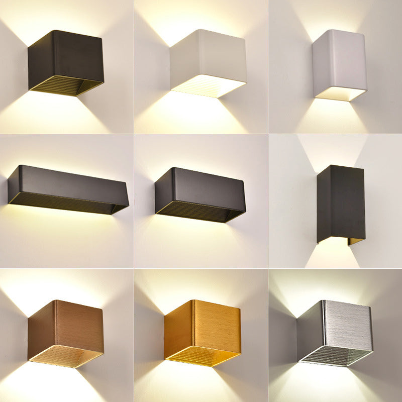 Lámpara cuadrada montada en la pared simplicidad posmoderna lámpara de montaje de pared de aluminio para sala de estar