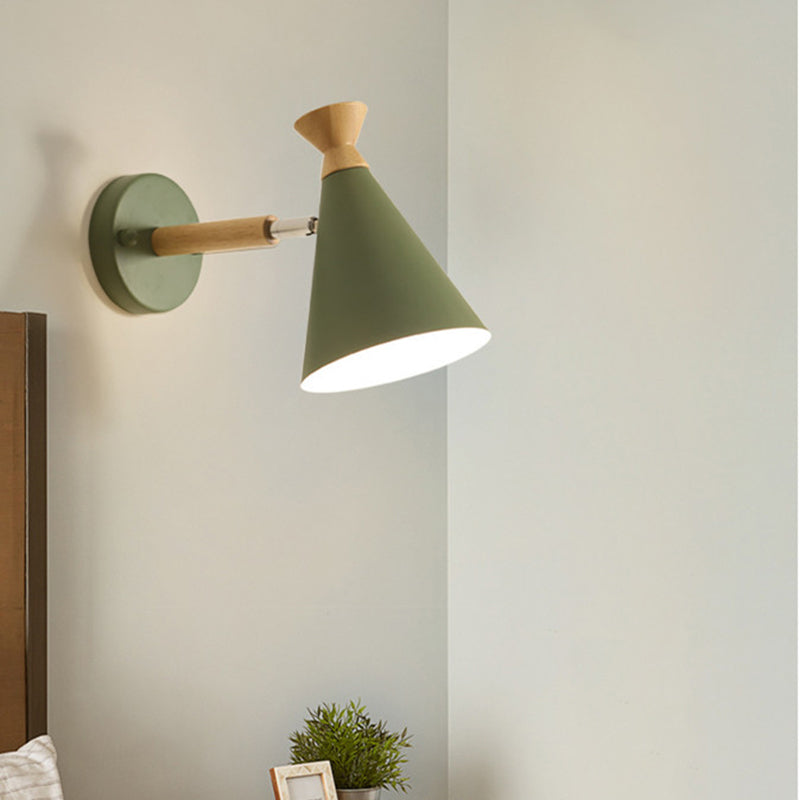 Cone Wall Mounted Lamp Modern Simplicity Macaron Metal Wall Mount Lamp for Living Room