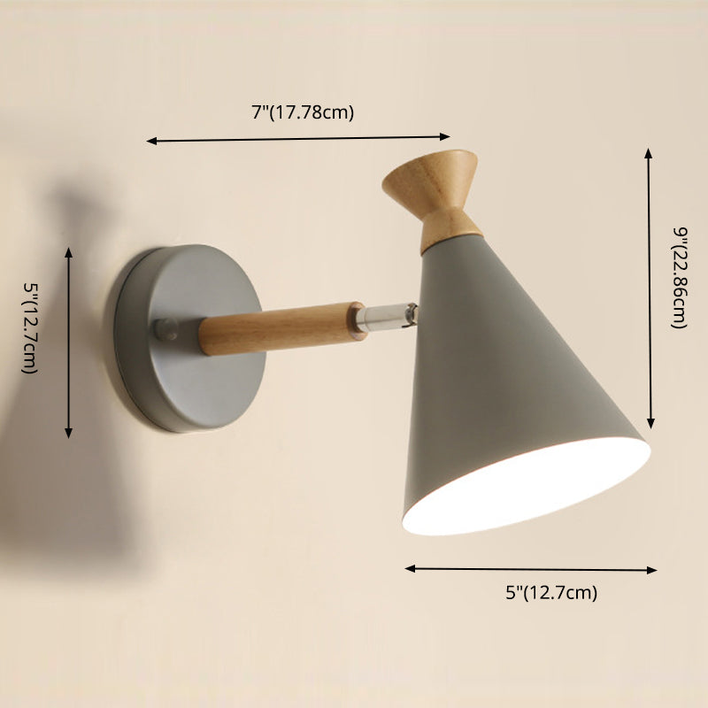 Cone Wall Mounted Lamp Modern Simplicity Macaron Metal Wall Mount Lamp for Living Room