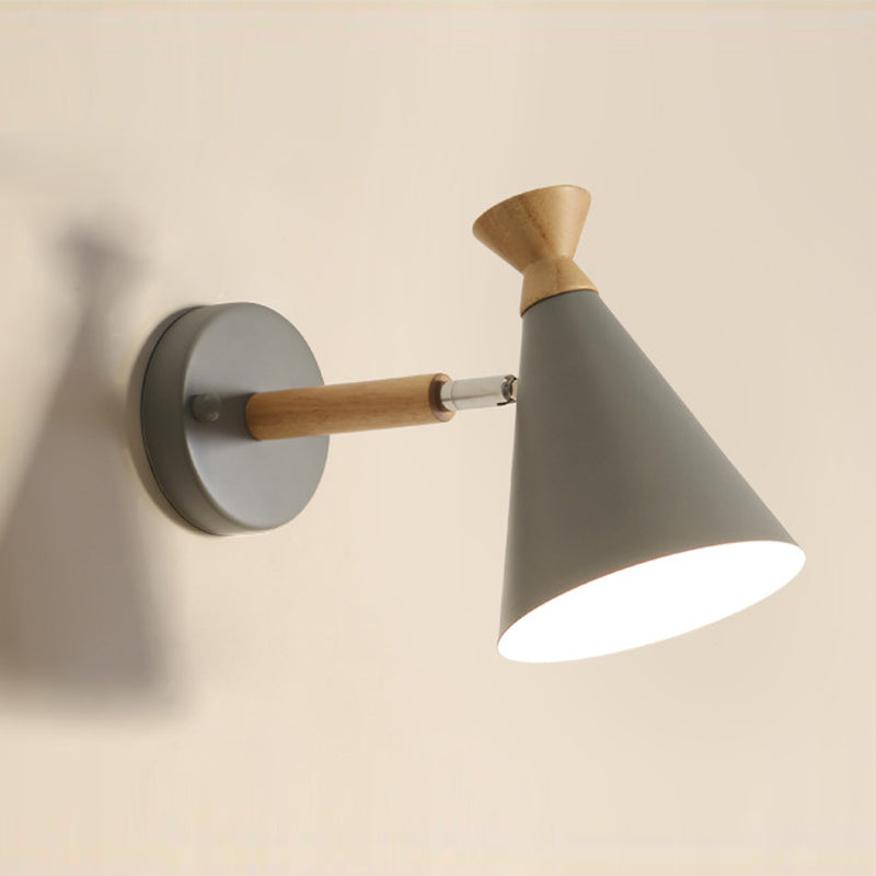 Cone Wall Mounted Lamp Modern Simplicity Macaron Metal Wall Mount Lamp for Living Room