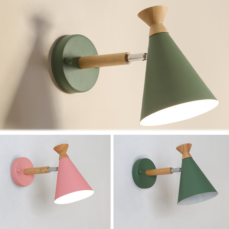Cone Wall Mounted Lamp Modern Simplicity Macaron Metal Wall Mount Lamp for Living Room