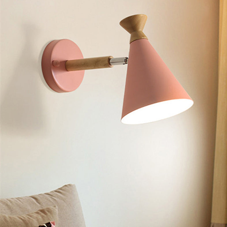 Cone Wall Mounted Lamp Modern Simplicity Macaron Metal Wall Mount Lamp for Living Room