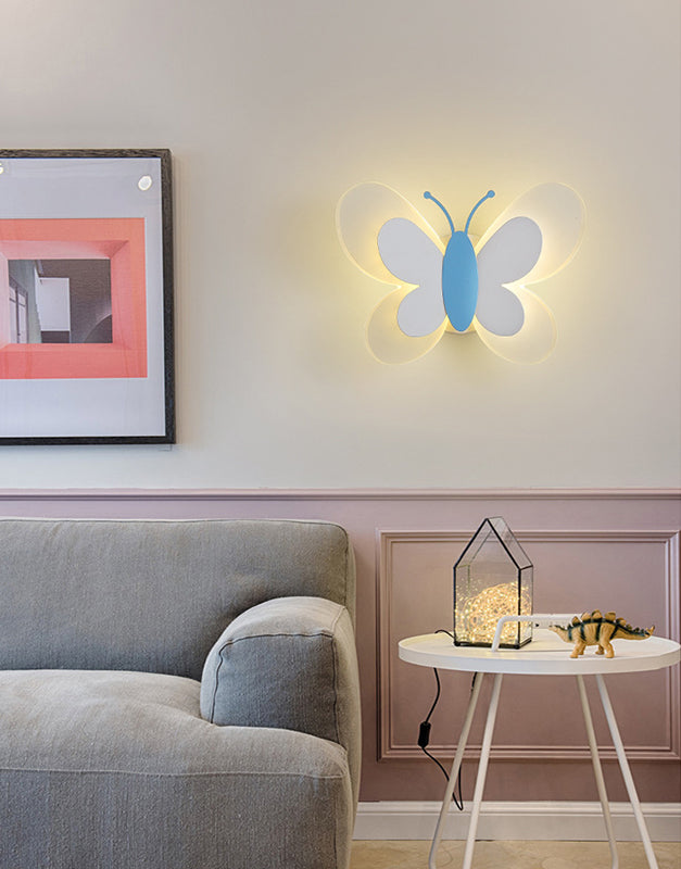 Lampada a parete acrilica a forma di farfalla moderna lampada a monte da parete a led da fumetti