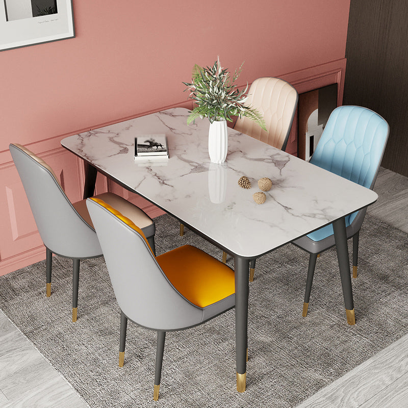 Scandinavian Rubber Wood Shelf Dining Table Rectangle Formal Dinette Set for Kitchen