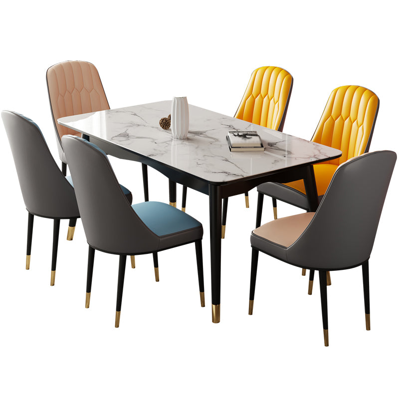 Scandinavian Rubber Wood Shelf Dining Table Rectangle Formal Dinette Set for Kitchen