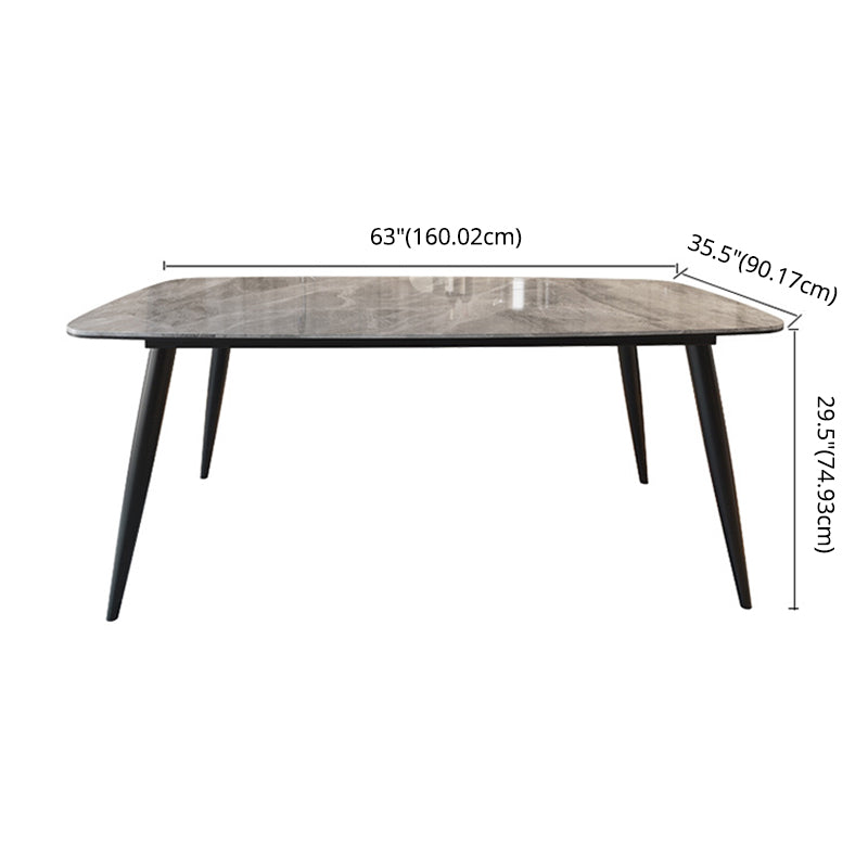 Contemporary Dining Set with Sintered Stone Dining Table and Cushioned Chairs