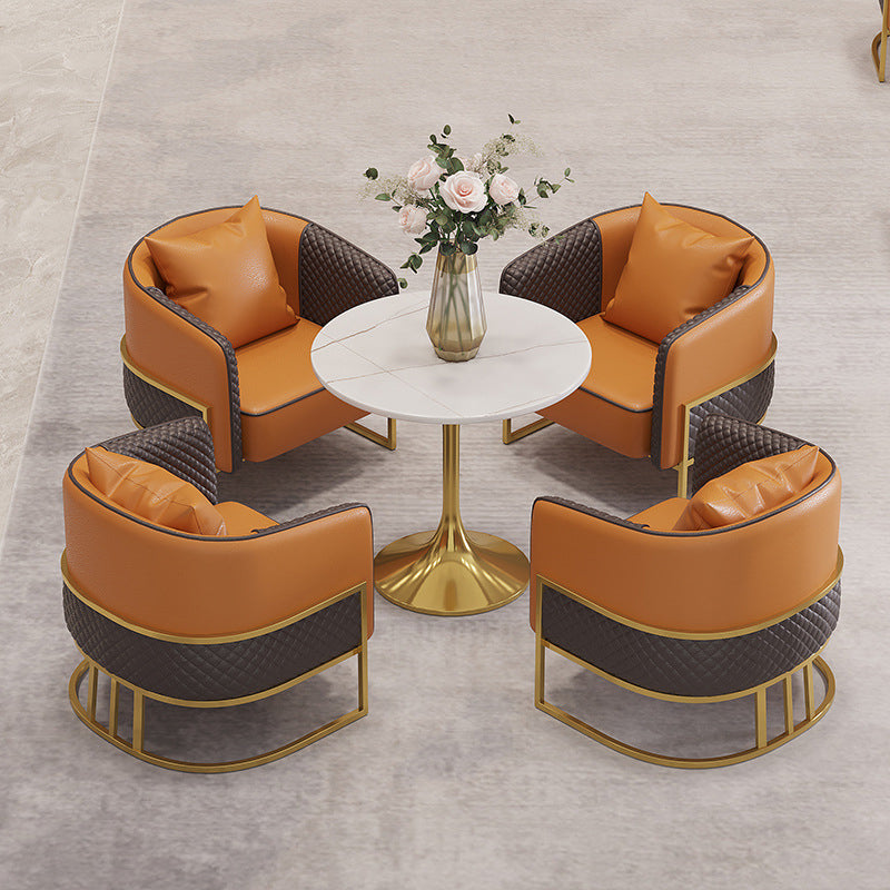 Glam Sintered Stone Dining Room Set with Round Table Formal Dining Table Furniture