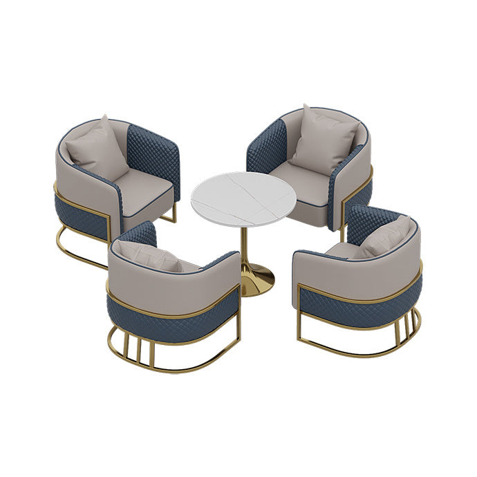 Glam Sintered Stone Dining Room Set with Round Table Formal Dining Table Furniture