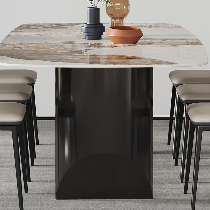 Contemporary Dining Sets with Sintered Stone Dining Table and Cushioned Chairs