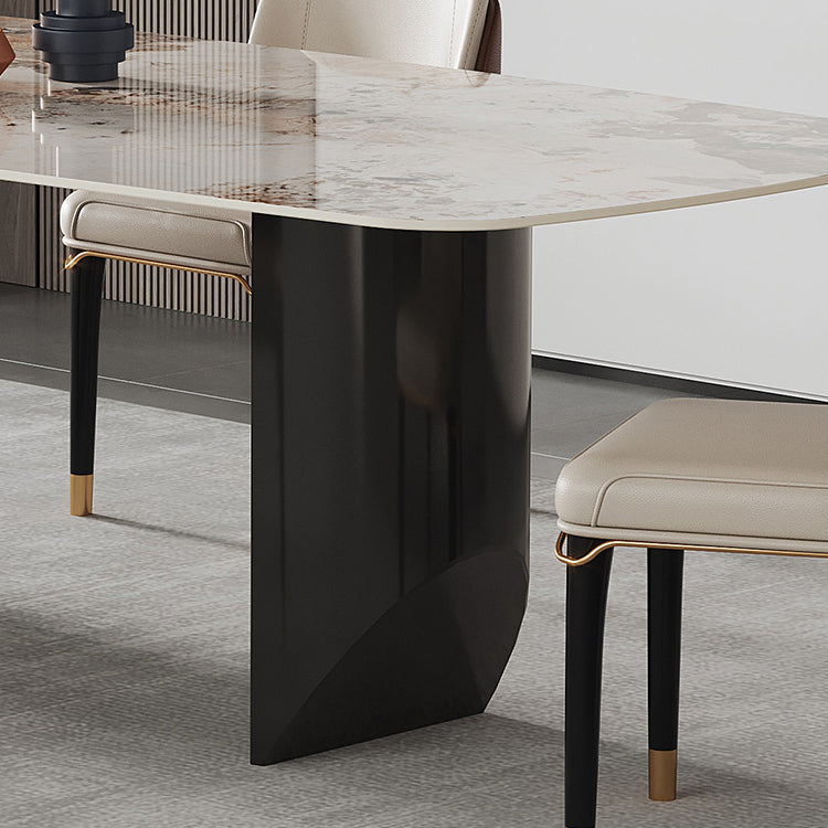 Contemporary Dining Sets with Sintered Stone Dining Table and Cushioned Chairs