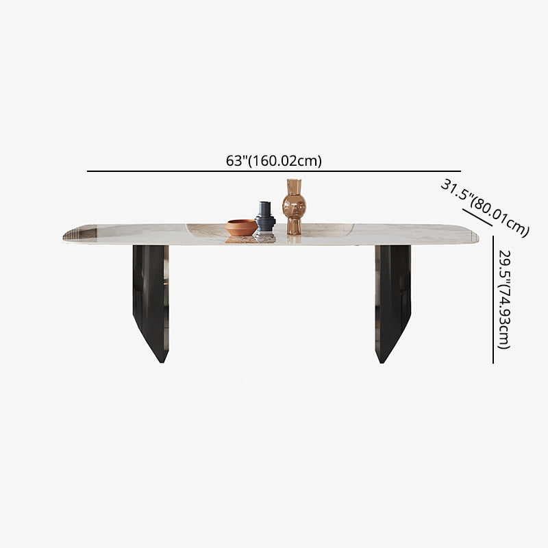 Contemporary Dining Sets with Sintered Stone Dining Table and Cushioned Chairs