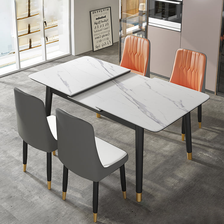Dining Room Set Modern Style Sintered Stone Rectangular Dining Table with Trestle Base