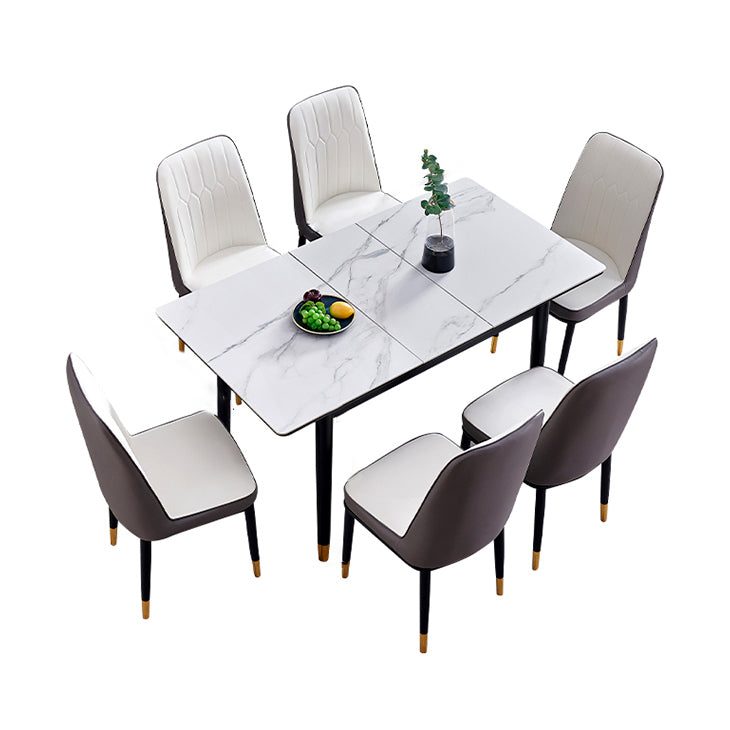 Dining Room Set Modern Style Sintered Stone Rectangular Dining Table with Trestle Base