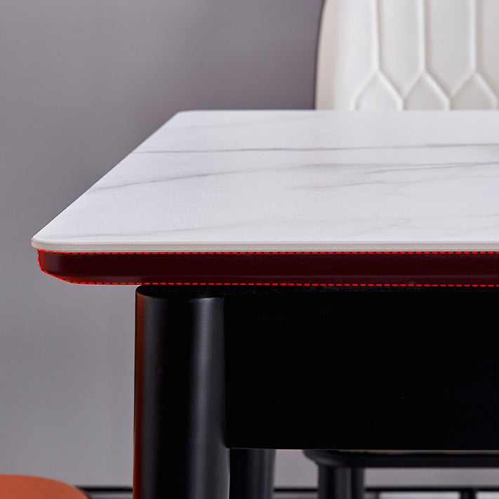 Dining Room Set Modern Style Sintered Stone Rectangular Dining Table with Trestle Base