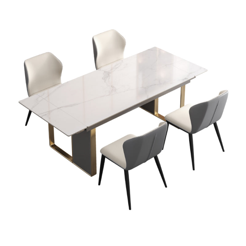 Rectangular Modern Sintered Stone Dining Room Set Dining Furniture Set with Metallic Base