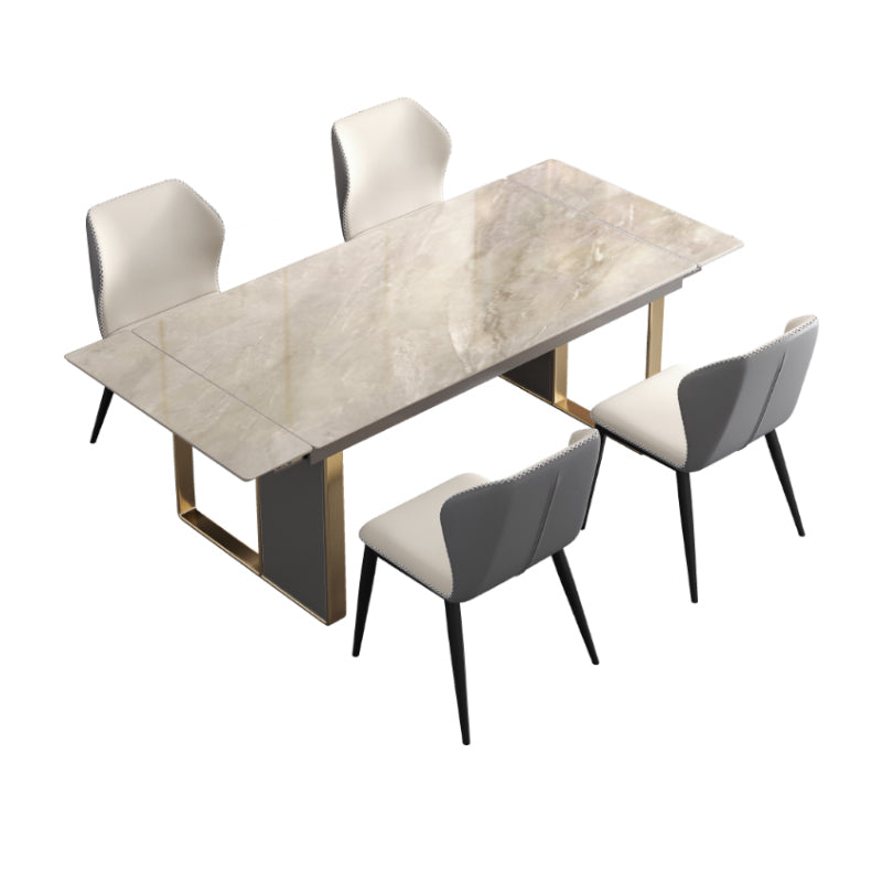 Rectangular Modern Sintered Stone Dining Room Set Dining Furniture Set with Metallic Base
