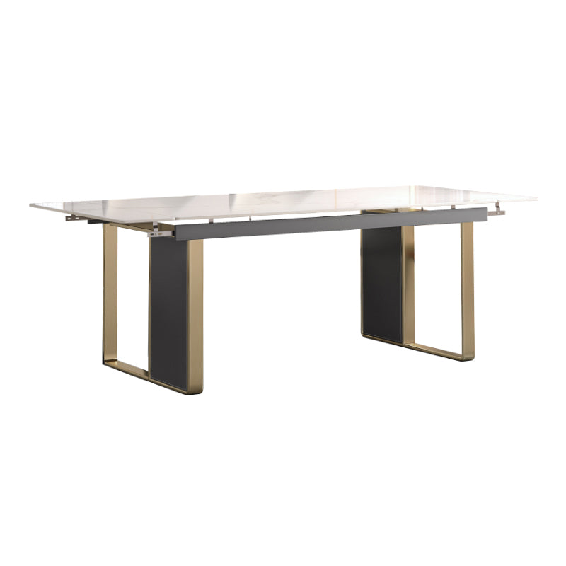 Rectangular Modern Sintered Stone Dining Room Set Dining Furniture Set with Metallic Base