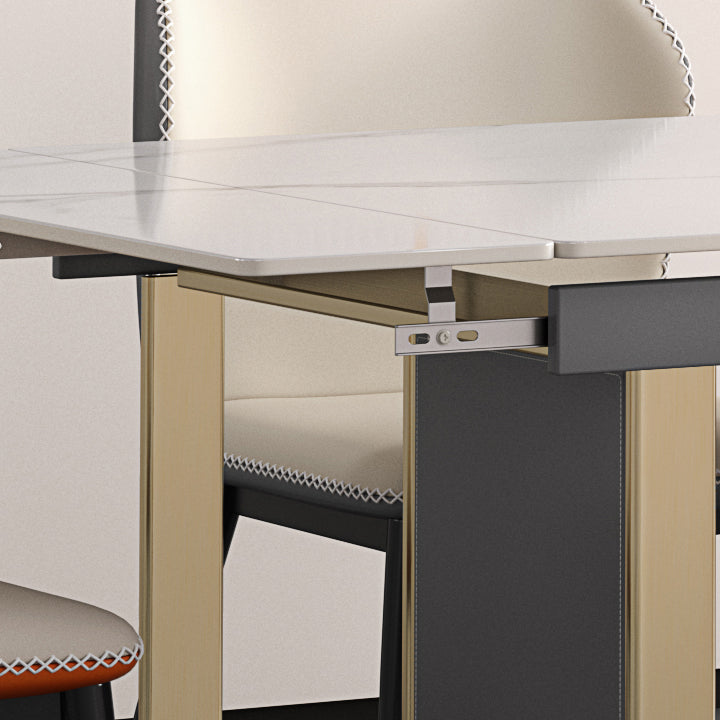 Rectangular Modern Sintered Stone Dining Room Set Dining Furniture Set with Metallic Base