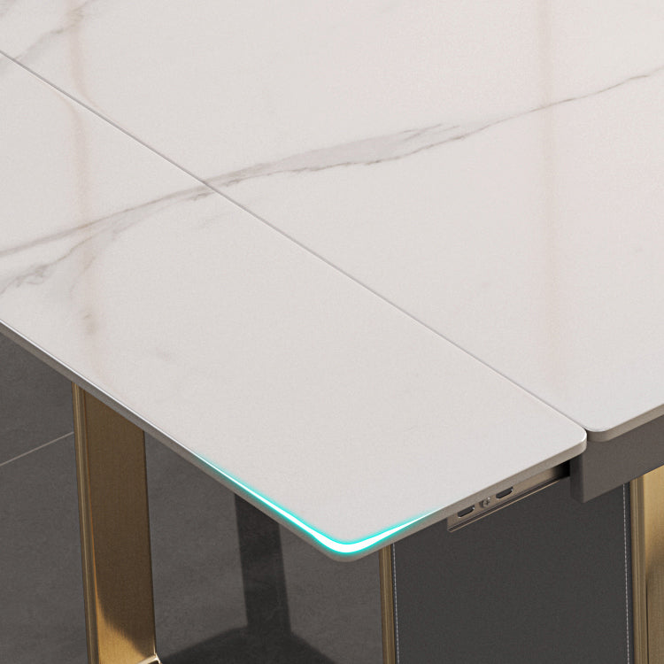 Rectangular Modern Sintered Stone Dining Room Set Dining Furniture Set with Metallic Base