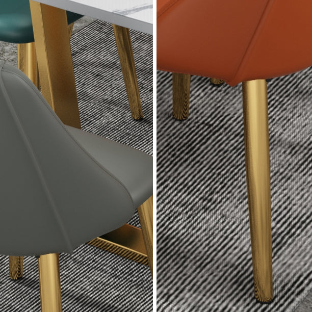 Rectangular Scandinavian Style Sintered Stone Dining Room Set Dining Furniture with Metallic Base