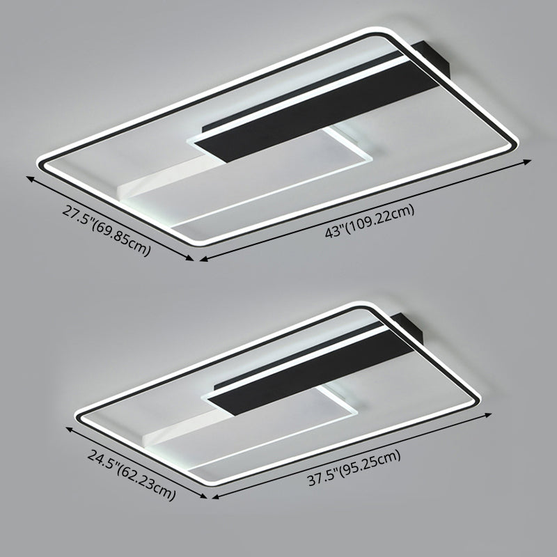Geometric Semi Flush Mount Ceiling Light Modern Style Aluminium Semi-Flush Light en noir et blanc