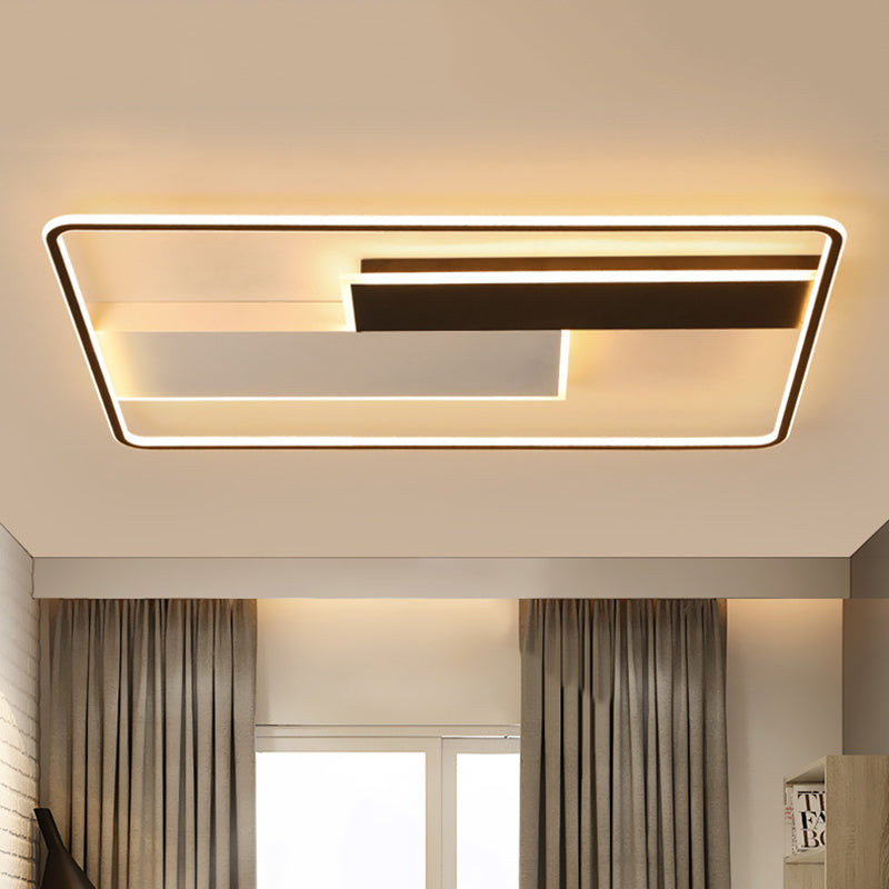 Geometric Semi Flush Mount Ceiling Light Modern Style Aluminium Semi-Flush Light en noir et blanc